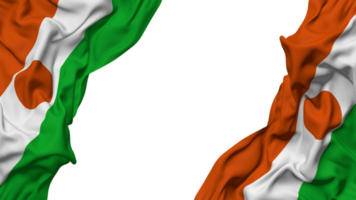 Niger Flag Cloth Wave Banner in the Corner with Bump and Plain Texture, Isolated, 3D Rendering png