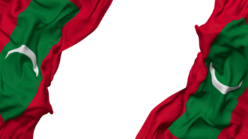 Maldiven vlag kleding Golf banier in de hoek met buil en duidelijk textuur, geïsoleerd, 3d renderen png