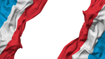 Luxembourg Flag Cloth Wave Banner in the Corner with Bump and Plain Texture, Isolated, 3D Rendering png