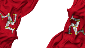 Isle of Man Flag Cloth Wave Banner in the Corner with Bump and Plain Texture, Isolated, 3D Rendering png