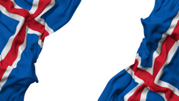 Islande drapeau tissu vague bannière dans le coin avec bosse et plaine texture, isolé, 3d le rendu png