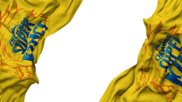Chennai Super Kings, CSK Flag Cloth Wave Banner in the Corner with Bump and Plain Texture, Isolated, 3D Rendering png