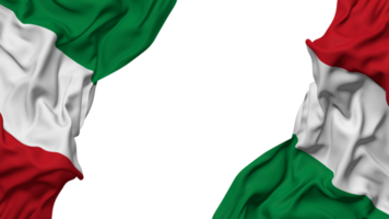 Italy Flag Cloth Wave Banner in the Corner with Bump and Plain Texture, Isolated, 3D Rendering png