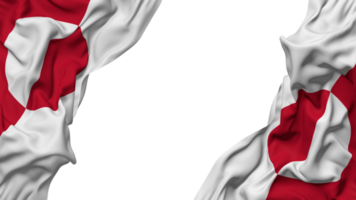 Greenland Flag Cloth Wave Banner in the Corner with Bump and Plain Texture, Isolated, 3D Rendering png