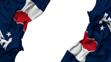 français du sud et antarctique terres, taaf drapeau tissu vague bannière dans le coin avec bosse et plaine texture, isolé, 3d le rendu png