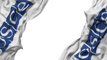 Organisation zum Sicherheit und co Betrieb im Europa, osce Flagge Stoff Welle Banner im das Ecke mit stoßen und einfach Textur, isoliert, 3d Rendern png