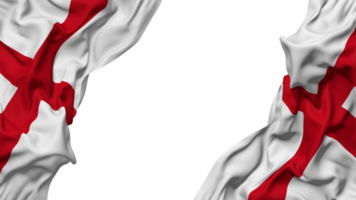 England Flag Cloth Wave Banner in the Corner with Bump and Plain Texture, Isolated, 3D Rendering png