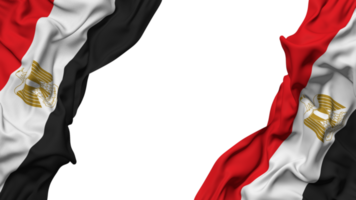 Egypt Flag Cloth Wave Banner in the Corner with Bump and Plain Texture, Isolated, 3D Rendering png