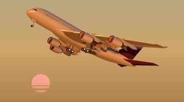 A plane taking off against the backdrop of the setting sun. Vector. vector