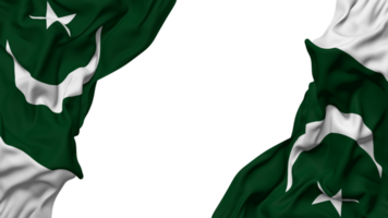 Pakistán bandera paño ola bandera en el esquina con bache y llanura textura, aislado, 3d representación png