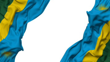 Rwanda Flag Cloth Wave Banner in the Corner with Bump and Plain Texture, Isolated, 3D Rendering png