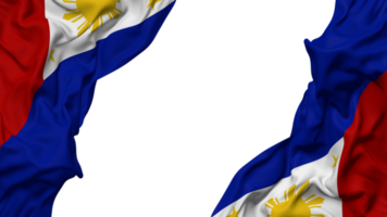 Filipinas bandeira pano onda bandeira dentro a canto com colisão e avião textura, isolado, 3d Renderização png