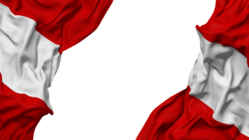 Peru Flag Cloth Wave Banner in the Corner with Bump and Plain Texture, Isolated, 3D Rendering png