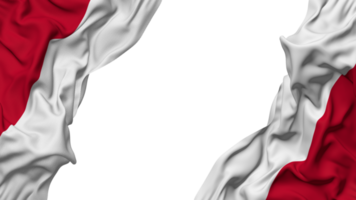 Polonia bandera paño ola bandera en el esquina con bache y llanura textura, aislado, 3d representación png