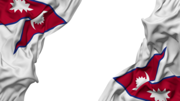 Nepal bandiera stoffa onda bandiera nel il angolo con urto e pianura struttura, isolato, 3d interpretazione png