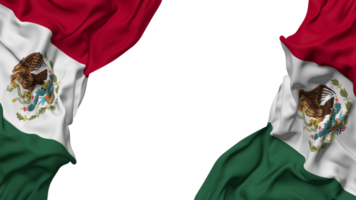 Mexico Flag Cloth Wave Banner in the Corner with Bump and Plain Texture, Isolated, 3D Rendering png