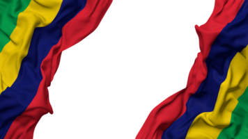 Mauritius Flag Cloth Wave Banner in the Corner with Bump and Plain Texture, Isolated, 3D Rendering png