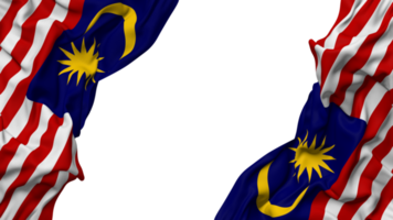 Maleisië vlag kleding Golf banier in de hoek met buil en duidelijk textuur, geïsoleerd, 3d renderen png