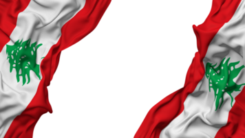 Lebanon Flag Cloth Wave Banner in the Corner with Bump and Plain Texture, Isolated, 3D Rendering png