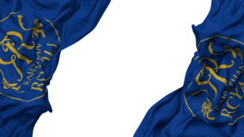 Rajasthan Royals, RR Flag Cloth Wave Banner in the Corner with Bump and Plain Texture, Isolated, 3D Rendering png