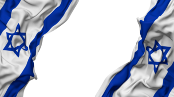 Israel Flag Cloth Wave Banner in the Corner with Bump and Plain Texture, Isolated, 3D Rendering png