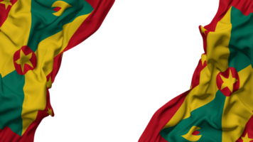 grenada bandiera stoffa onda bandiera nel il angolo con urto e pianura struttura, isolato, 3d interpretazione png