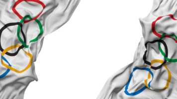 olimpico Giochi, Olimpiadi bandiera stoffa onda bandiera nel il angolo con urto e pianura struttura, isolato, 3d interpretazione png