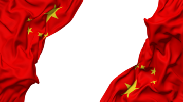 Chine drapeau tissu vague bannière dans le coin avec bosse et plaine texture, isolé, 3d le rendu png