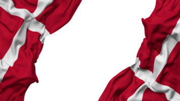 Denmark Flag Cloth Wave Banner in the Corner with Bump and Plain Texture, Isolated, 3D Rendering png