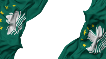 China macao, macao vlag kleding Golf banier in de hoek met buil en duidelijk textuur, geïsoleerd, 3d renderen png