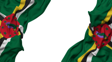 Dominica Flag Cloth Wave Banner in the Corner with Bump and Plain Texture, Isolated, 3D Rendering png