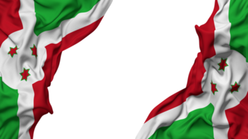 Burundi Flag Cloth Wave Banner in the Corner with Bump and Plain Texture, Isolated, 3D Rendering png