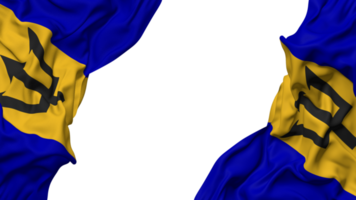 Barbados vlag kleding Golf banier in de hoek met buil en duidelijk textuur, geïsoleerd, 3d renderen png