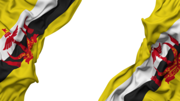 Brunei Flag Cloth Wave Banner in the Corner with Bump and Plain Texture, Isolated, 3D Rendering png