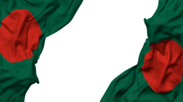 Bangladesch Flagge Stoff Welle Banner im das Ecke mit stoßen und einfach Textur, isoliert, 3d Rendern png