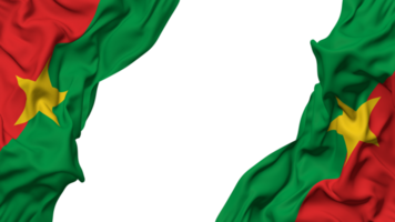 Burkina Faso Flag Cloth Wave Banner in the Corner with Bump and Plain Texture, Isolated, 3D Rendering png