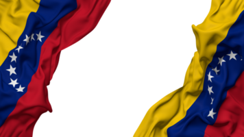 Bolivarian Republic of Venezuela Flag Cloth Wave Banner in the Corner with Bump and Plain Texture, Isolated, 3D Rendering png