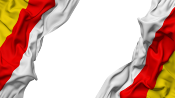 Sud ossétie drapeau tissu vague bannière dans le coin avec bosse et plaine texture, isolé, 3d le rendu png