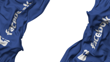 facebook, fb vlag kleding Golf banier in de hoek met buil en duidelijk textuur, geïsoleerd, 3d renderen png