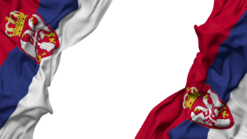 Servië vlag kleding Golf banier in de hoek met buil en duidelijk textuur, geïsoleerd, 3d renderen png