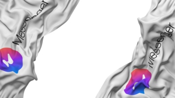 messaggero bandiera stoffa onda bandiera nel il angolo con urto e pianura struttura, isolato, 3d interpretazione png