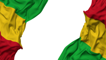 Mali Flag Cloth Wave Banner in the Corner with Bump and Plain Texture, Isolated, 3D Rendering png