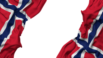 Norway Flag Cloth Wave Banner in the Corner with Bump and Plain Texture, Isolated, 3D Rendering png