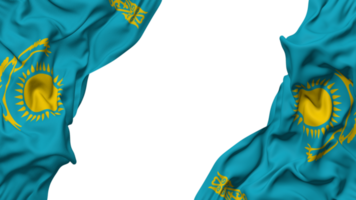 Kazakhstan Flag Cloth Wave Banner in the Corner with Bump and Plain Texture, Isolated, 3D Rendering png