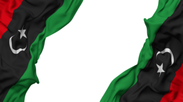 Libya Flag Cloth Wave Banner in the Corner with Bump and Plain Texture, Isolated, 3D Rendering png