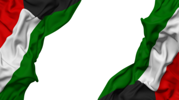 Kuwait Flagge Stoff Welle Banner im das Ecke mit stoßen und einfach Textur, isoliert, 3d Rendern png