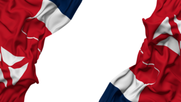 Wallis und futuna Flagge Stoff Welle Banner im das Ecke mit stoßen und einfach Textur, isoliert, 3d Rendern png