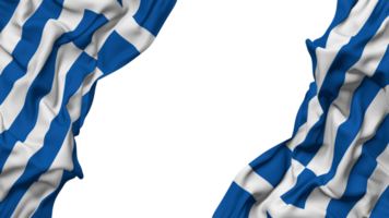 Greece Flag Cloth Wave Banner in the Corner with Bump and Plain Texture, Isolated, 3D Rendering png