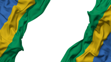 Gabon drapeau tissu vague bannière dans le coin avec bosse et plaine texture, isolé, 3d le rendu png