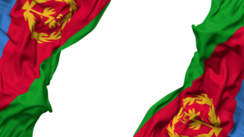 eritrea Flagge Stoff Welle Banner im das Ecke mit stoßen und einfach Textur, isoliert, 3d Rendern png